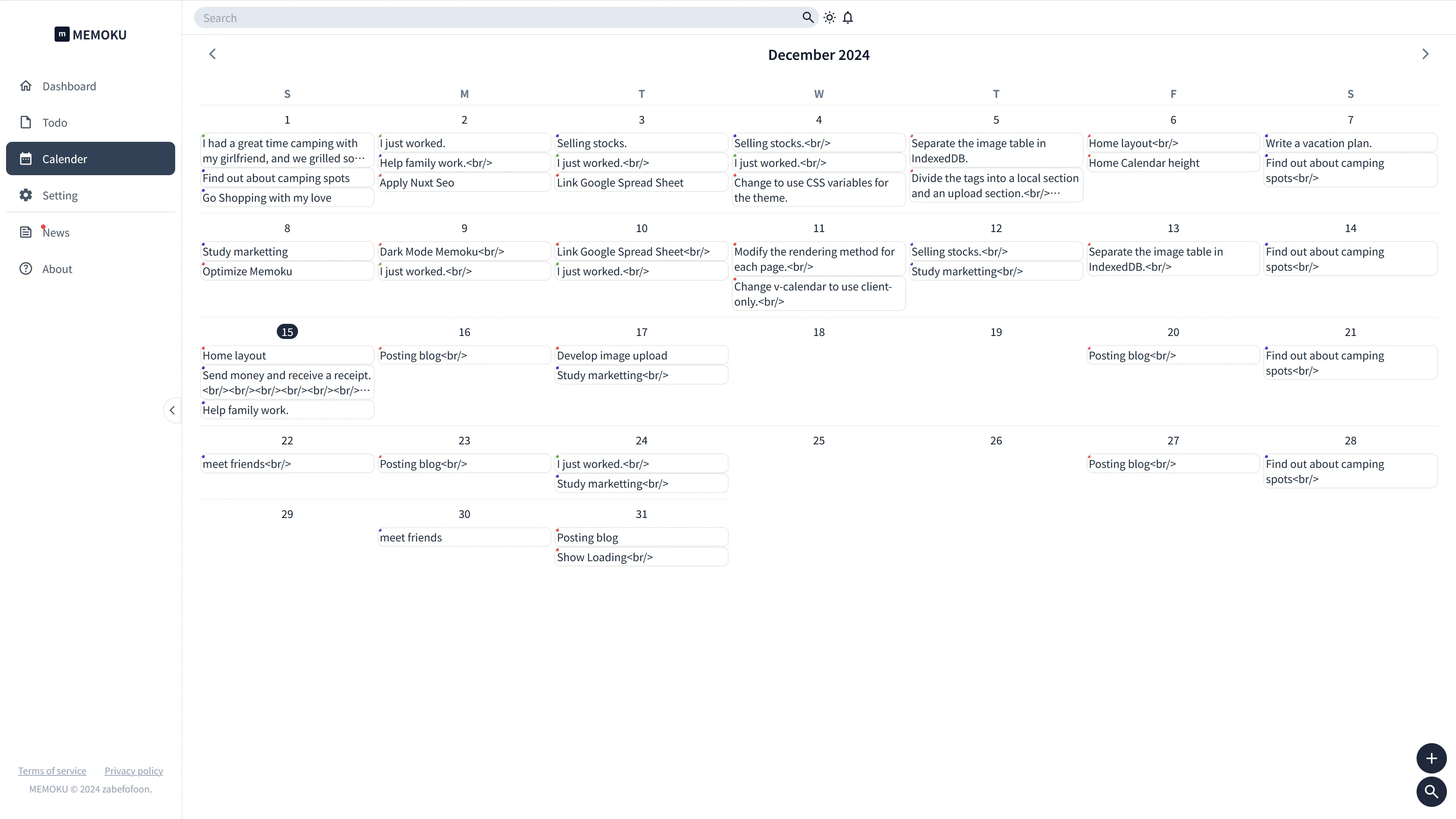 Can register tasks by date for planned management.